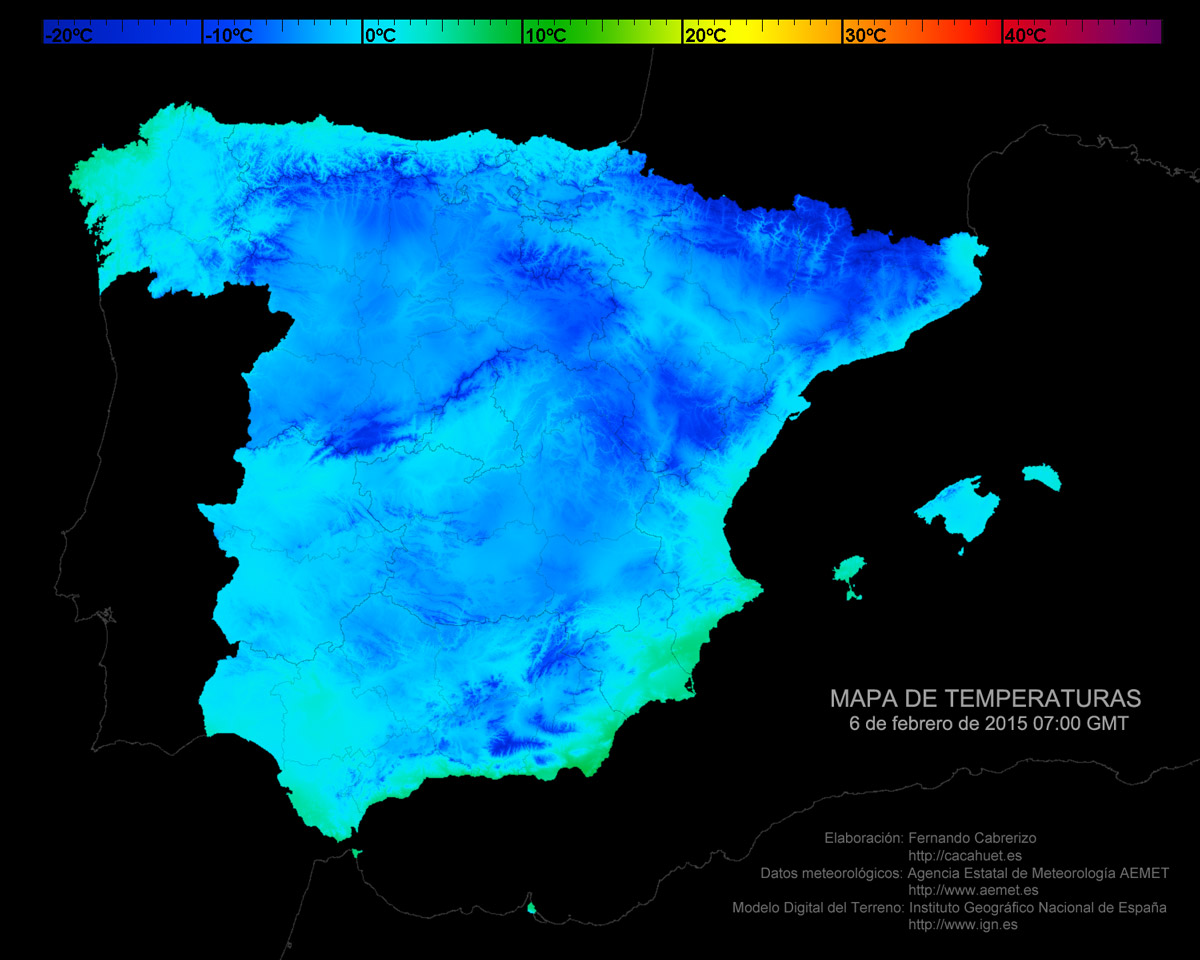 Mapa de temperaturas del 6 de febrero de 2015 a las 15:00 GMT
